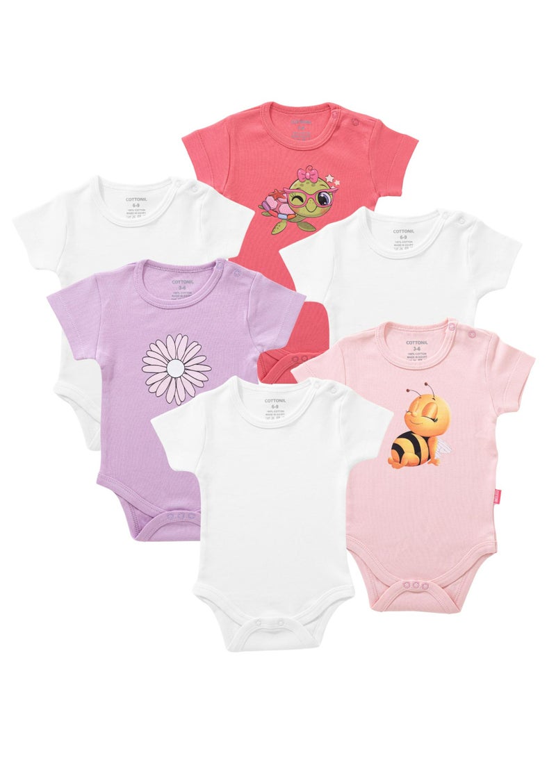 COTTONIL Pack of 6 Cotton Half Sleeve Bodysuit for Baby - Image 1