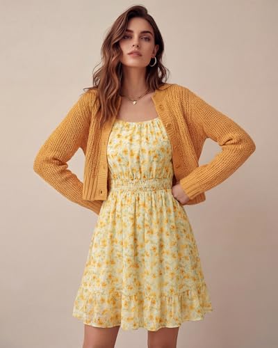 Timeson Women's Summer Dresses: Casual Chic Soft Airy Wrinkle-Resistant Flattering Short Sleeve Dress for Women Church Daily Wear — Ladies Dresses Date Night Dinner Floral A-Line Knee-Length Busty L - Image 5
