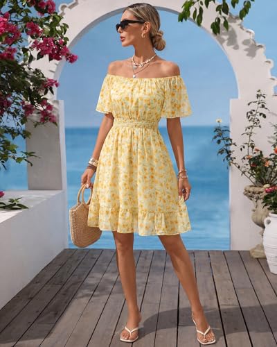Timeson Women's Summer Dresses: Casual Chic Soft Airy Wrinkle-Resistant Flattering Short Sleeve Dress for Women Church Daily Wear — Ladies Dresses Date Night Dinner Floral A-Line Knee-Length Busty L - Image 4