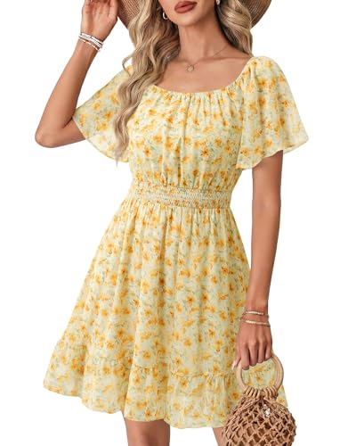 Timeson Women's Summer Dresses: Casual Chic Soft Airy Wrinkle-Resistant Flattering Short Sleeve Dress for Women Church Daily Wear — Ladies Dresses Date Night Dinner Floral A-Line Knee-Length Busty L - Image 2