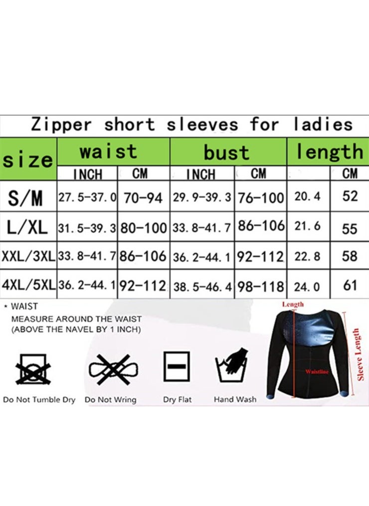Cuken - Sauna Suit for Women Lower Belly Fat Sauna Slimming Sweat Body Shaper Jacket Hot Waist Trainer Sweat Belt Band Long Sleeve Zipper Shirt Workout Top, L/XL - Image 1