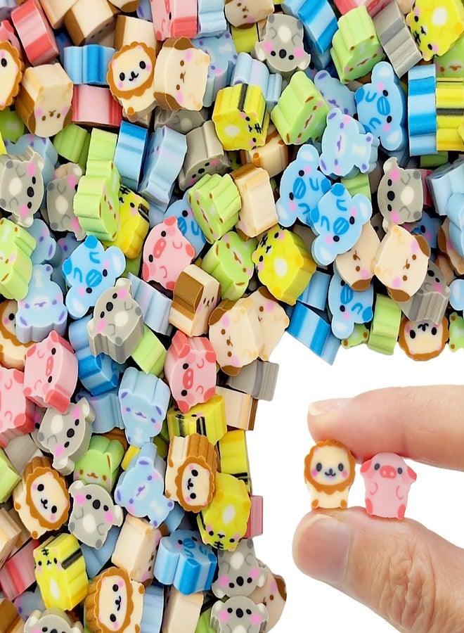 Inn Diary 100pcs Animal Mini Erasers for Kids, Bulk Cute Pencil Erasers Small Fun Erasers for Classroom Rewards Party Favors Gift Filling Eraser - Image 1