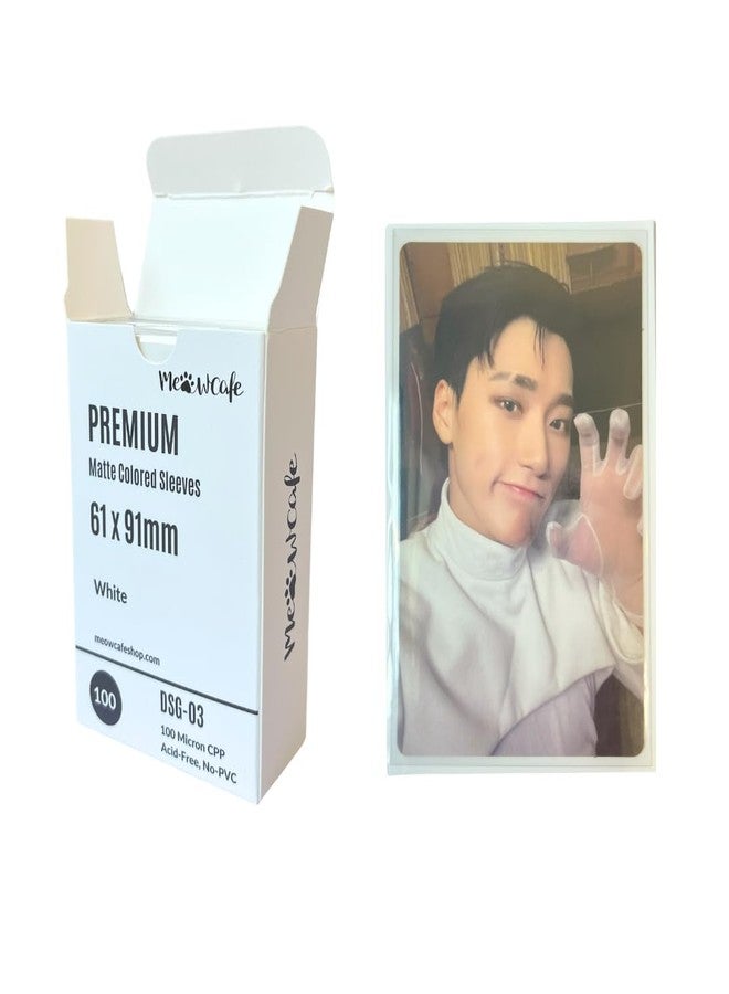 MEOWCAFE Premium 61x91mm Colored Sleeves for Double Sleeving Kpop Photocard, Strong, Thick, High Clarity Kpop Photocard Sleeve, 100 Sleeves (White) - Image 1