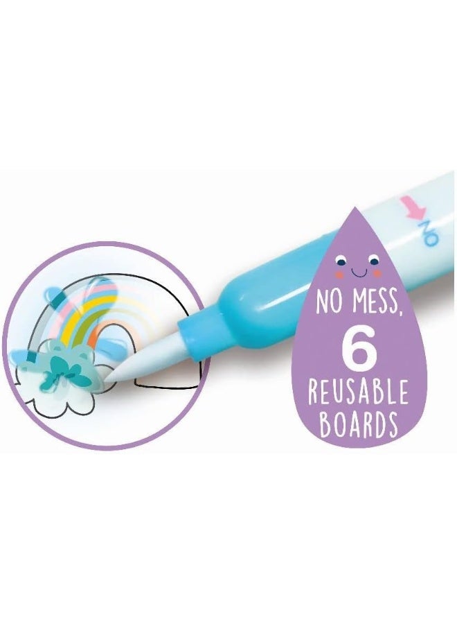 Avenir Magic Water Painting – Unicorns | 6 Reusable Coloring Surfaces, 2 Sheets of Repositionable Stickers, and Refillable Water Pen, Easy to Carry | Kids 3+ - Image 5