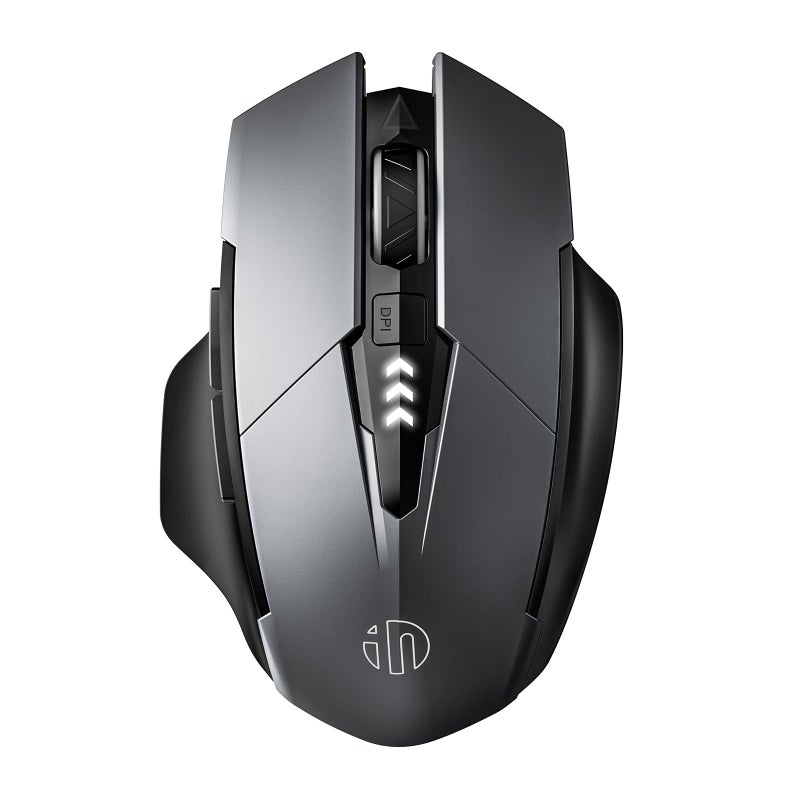 INPHIC Bluetooth Mouse Wireless, Tri-Mode, Upgraded Visible Battery, 2400 DPI, Silent Ergonomic Computer Mice, Mac, PC etc.-Gray - Image 1