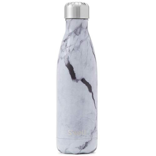 S'well Swell Stainless Steel Water Bottle  17 Fl Oz  White Marble  TripleLayered VacuumInsulated Containers Keeps Drinks Cold for 36 Hours and Hot for 18  BPAFree  Perfect for the Go 