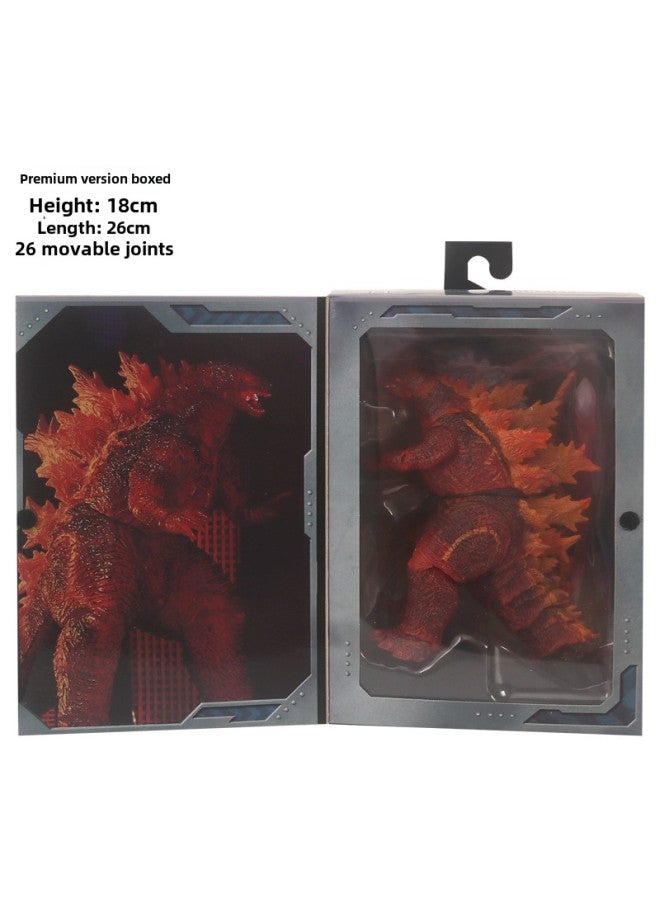 Godzilla Hand-made Movable Model King Of Monsters Godzilla War King Kong Movie Version Red Lotus Movable Toy-Color:Godzilla Red  - Image 1