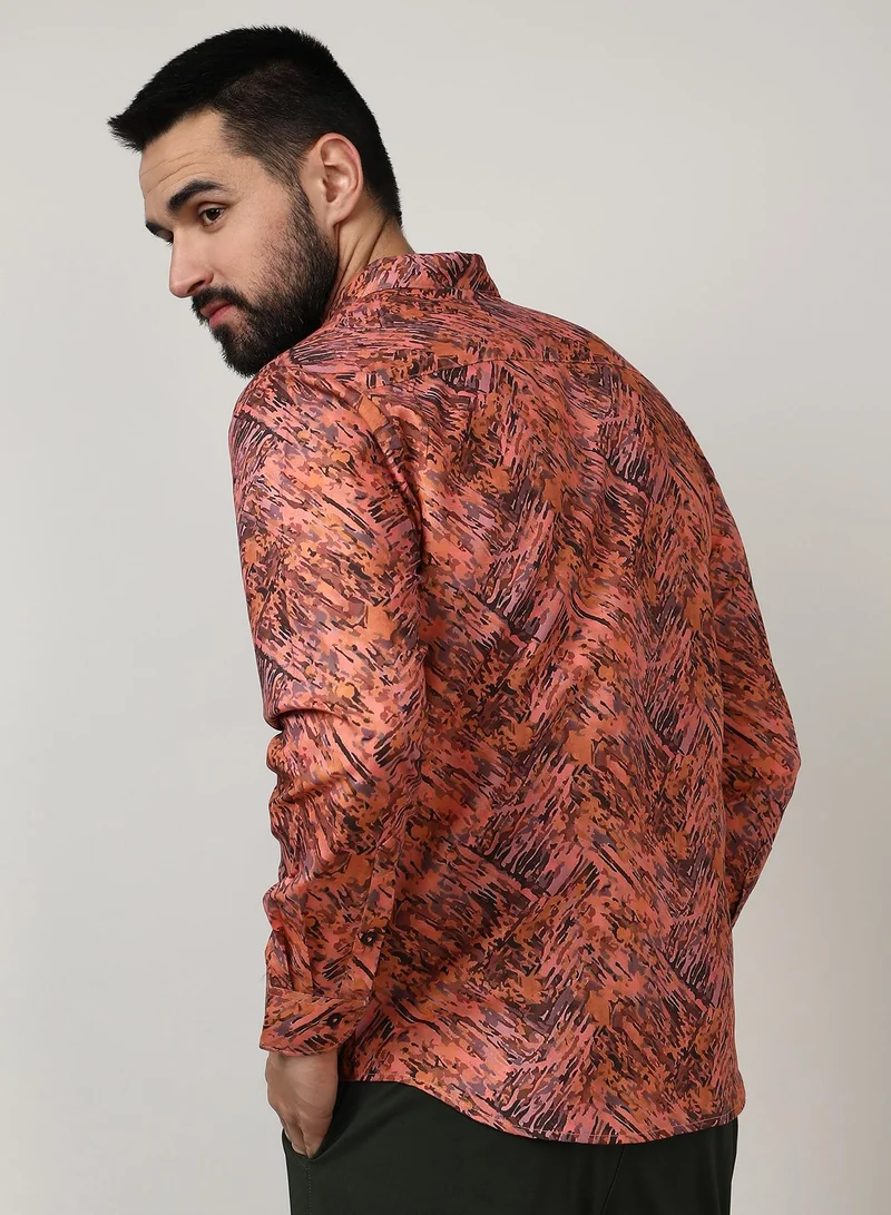 CAHOOT  Men's Sienna Brown Animal Print Shirt for Men | Best Price UAE