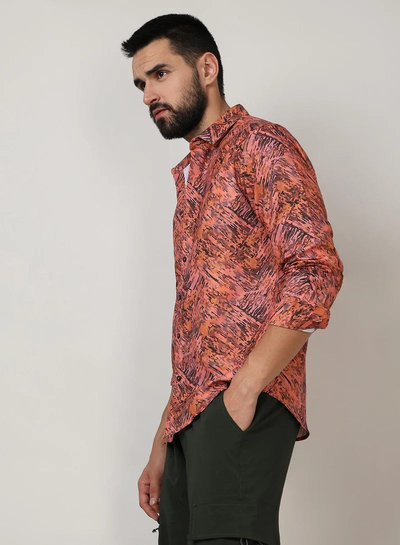 CAHOOT  Men's Sienna Brown Animal Print Shirt for Men | Best Price UAE