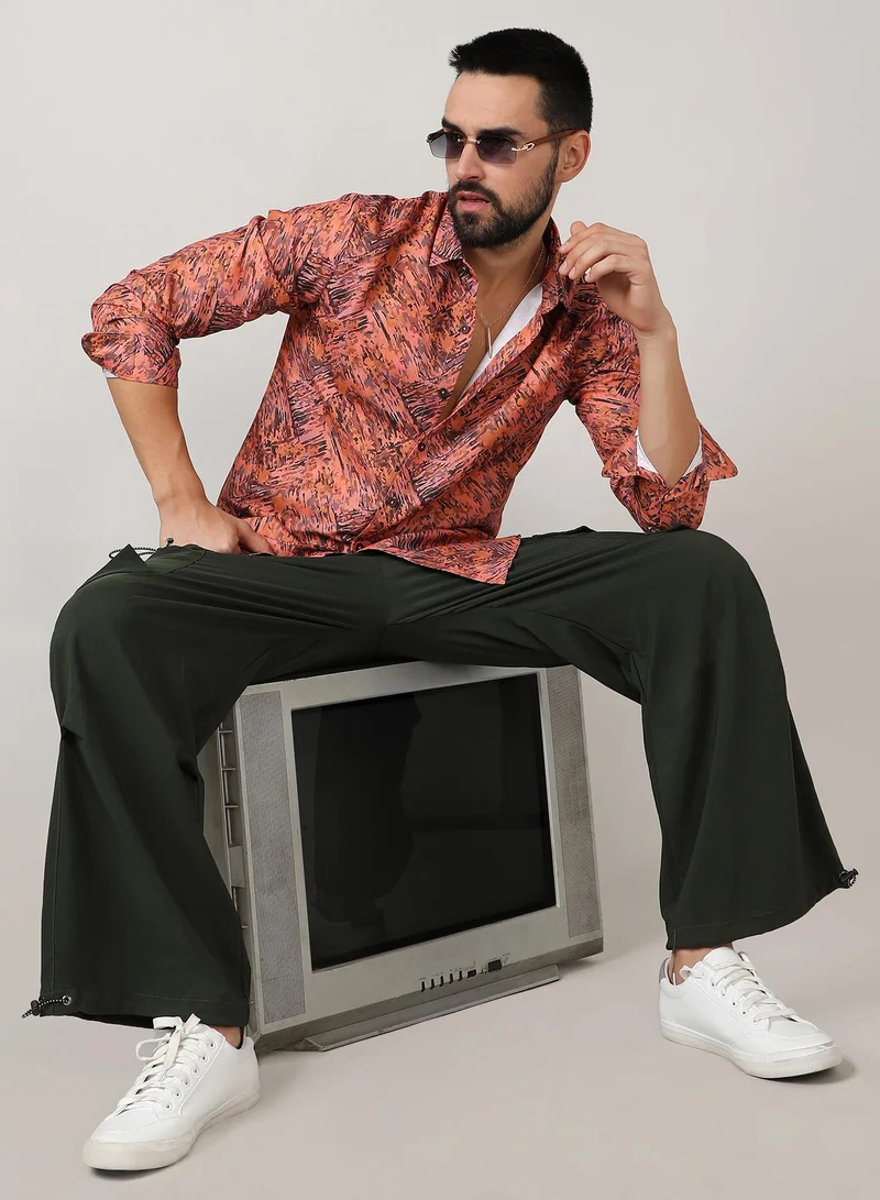 CAHOOT  Men's Sienna Brown Animal Print Shirt for Men | Best Price UAE