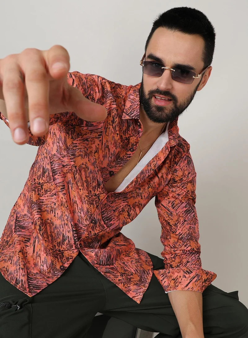 CAHOOT  Men's Sienna Brown Animal Print Shirt for Men | Best Price UAE