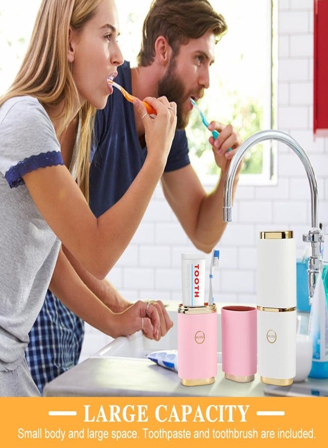 QWLWBU 2 Pcs Travel Toothbrush Case,Couple Toothbrush Travel Case,8.27Inch Portable Travel Toothbrush Holder,Breathable Toothbrush Holder for Traveling Camping Business Trip School(White,Pink - Image 5