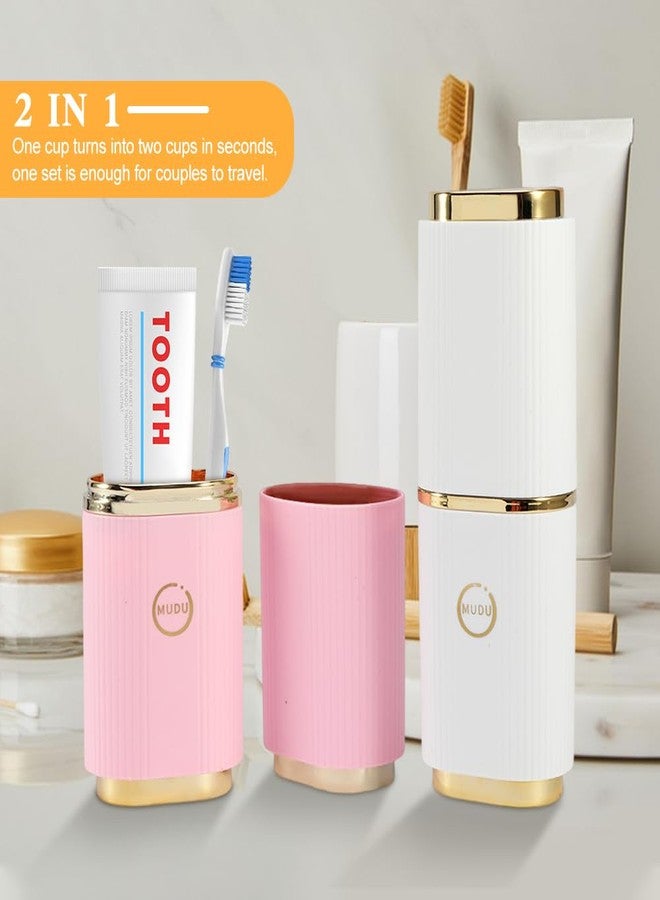 QWLWBU 2 Pcs Travel Toothbrush Case,Couple Toothbrush Travel Case,8.27Inch Portable Travel Toothbrush Holder,Breathable Toothbrush Holder for Traveling Camping Business Trip School(White,Pink - Image 4