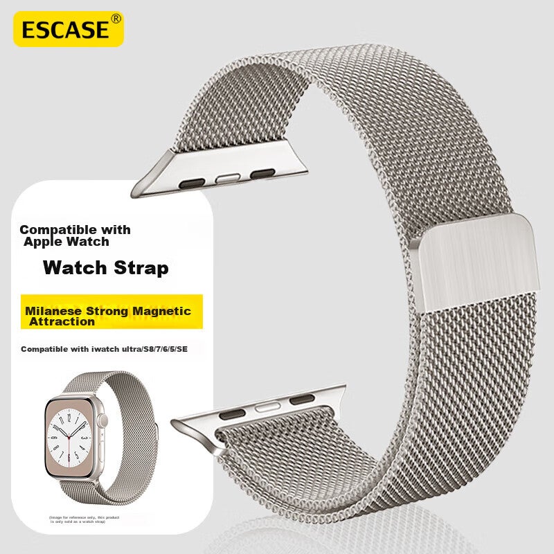 ESCASE Compatible Apple Watch Band Milanese Loop for Apple Watch 11/10/9/8/7/6/5/SE3, Waterproof Strap with Magnetic Clasp, 38/40/41mm, Starlight Color - Image 1