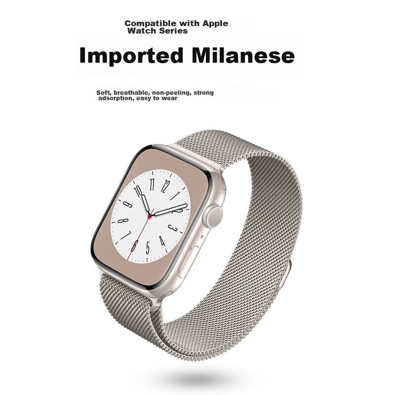 ESCASE Compatible Apple Watch Band Milanese Loop for Apple Watch 11/10/9/8/7/6/5/SE3, Waterproof Strap with Magnetic Clasp, 38/40/41mm, Starlight Color - Image 2