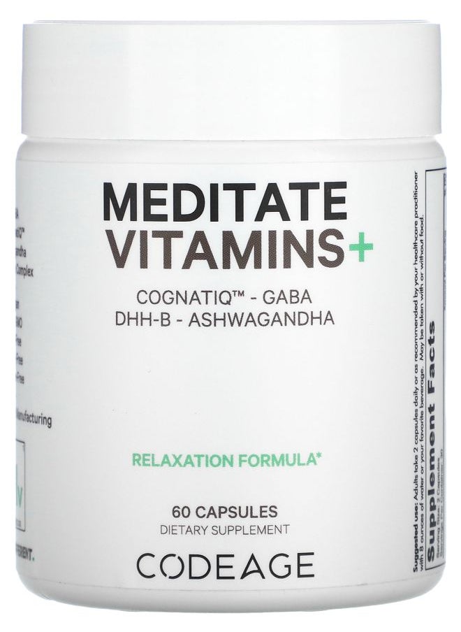 Codeage Meditate Vitamins+ CognatiQ GABA DHH-B Ashwagandha 60 Capsules 