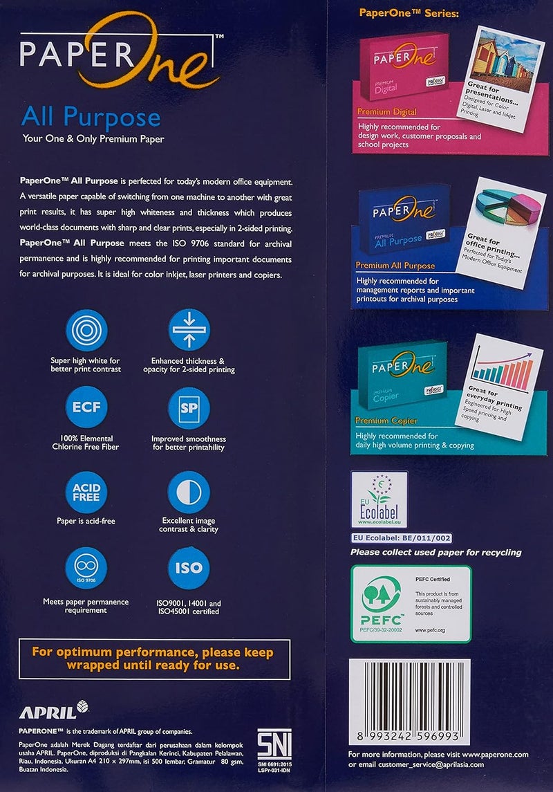 PaperOne All Purpose Premium Copy Paper, 80 GSM, A4 Size, 500 Sheets - Image 3