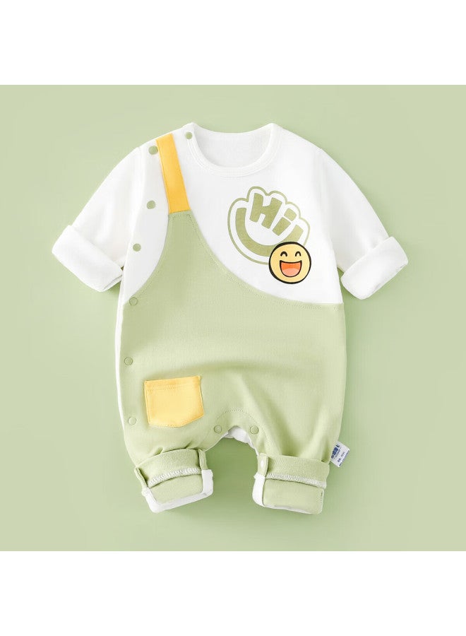 Doxiluka Dohi Card Baby Spring Romper Newborn Clothes Boys And Girls Four Seasons Long Sleeve Bodysuit Green Smiley Face Hi 59 - Image 1