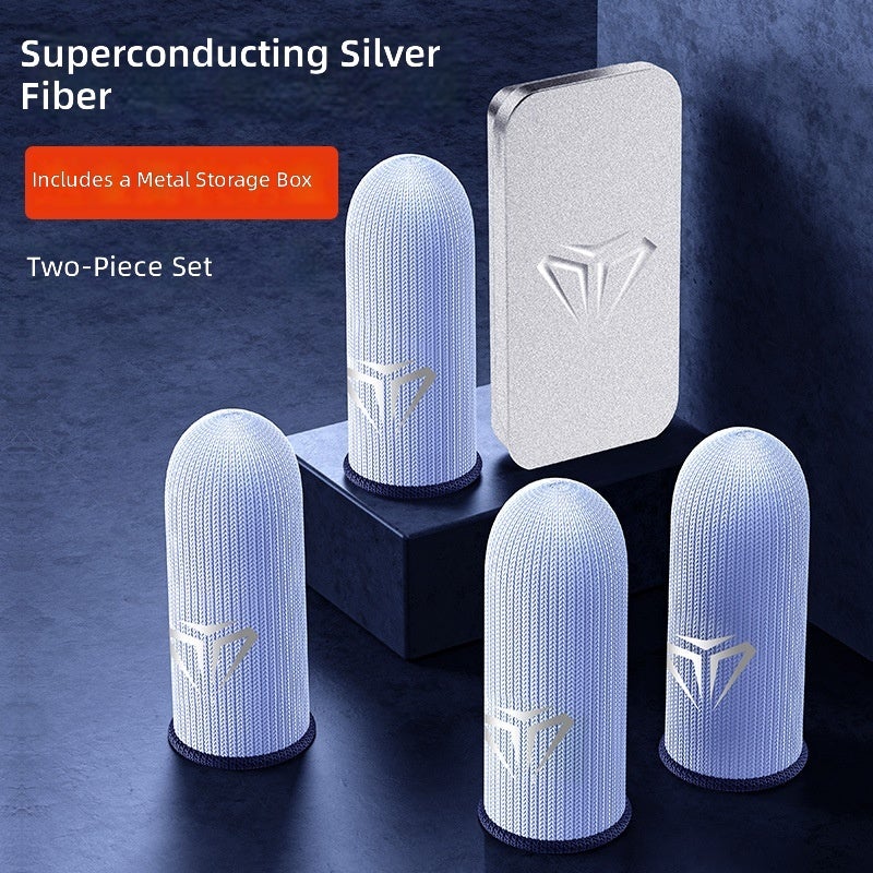Gaming Finger Sleeve Chicken-Eating Finger Glove with Silver Fiber Ice Silk Breathable Anti-Sweat Slip-Resistant Gloves for Esports