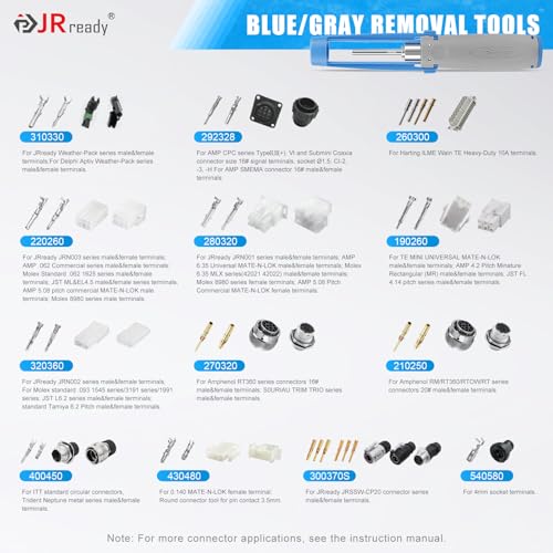 JRready 55PCS Terminal Release Tool Master Kit for TE, Deutsch, AMP, Molex, Delphi, Harting, Anderson, JPT, D SUB Connectors, Automotive Pin Extractor-JRconDRK11C55-01 - Image 5