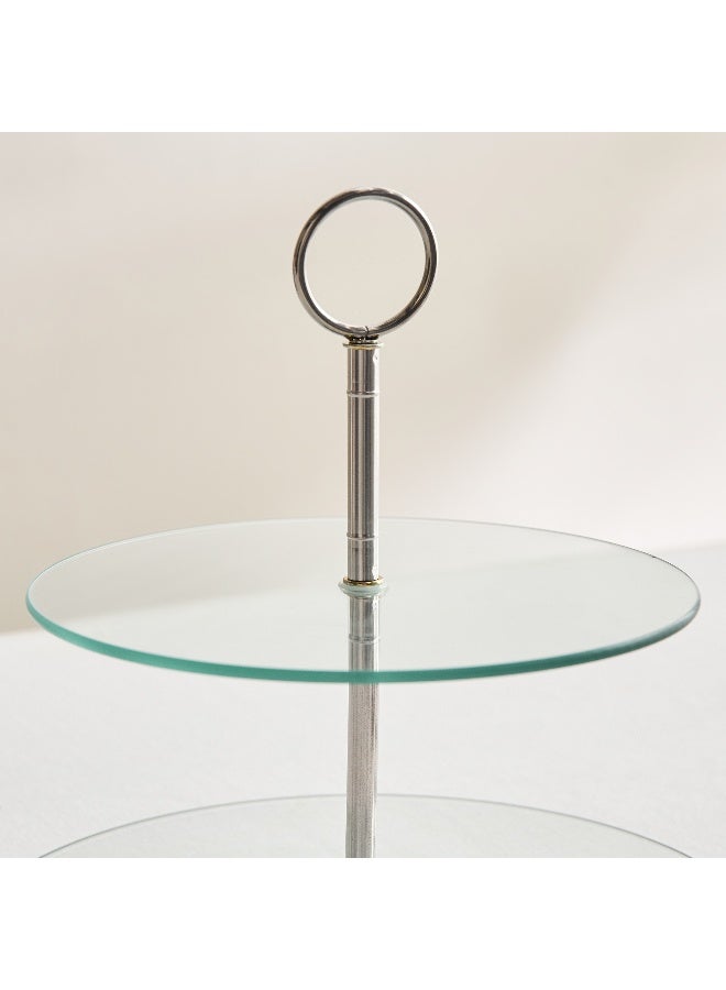 Home Box Coral 2-Tier Glass Cake Stand 20 x 25.3 x 25 cm - Image 3