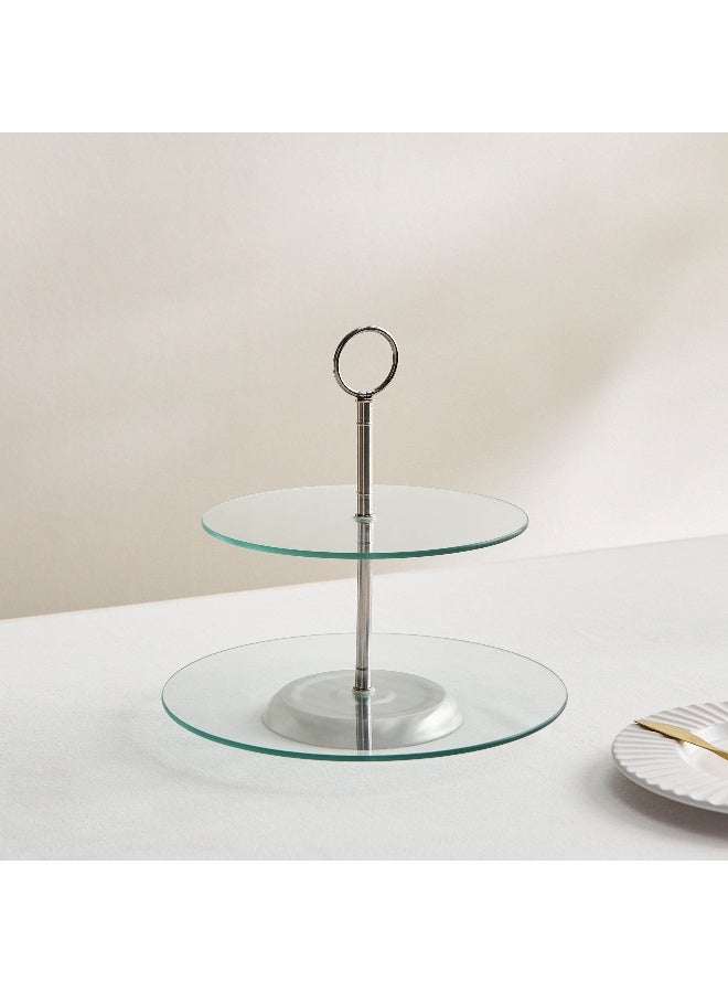Home Box Coral 2-Tier Glass Cake Stand 20 x 25.3 x 25 cm - Image 2