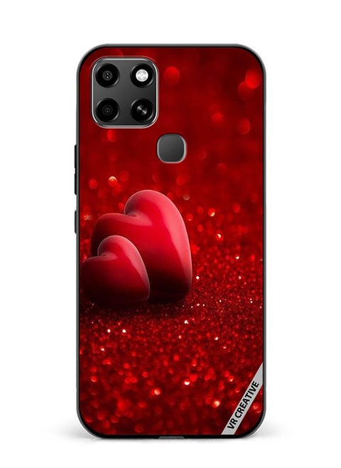 Protective Case Cover For Infinix Smart 6 Two Red Heart Design Multicolour