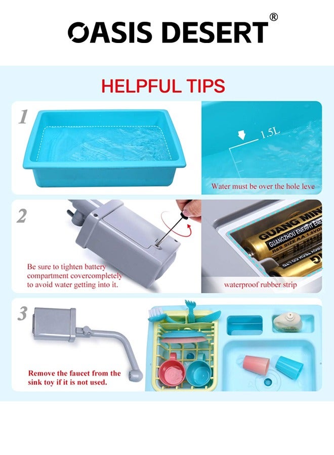 صحراء الواحة ألعاب حوض المطبخ التعليمية المبكرة محاكاة غسالة الصحون دورة المياه الأوتوماتيكية وظيفة تصريف المياه الكهربائية ألعاب غسالة الصحون للأطفال - Image 5