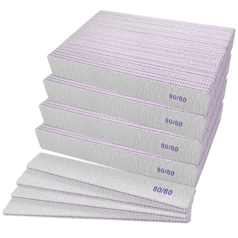 8080 Grit Nail Files 100 Pcs Coarse Emery Boards for Acrylic Nails and Gel Nails Nail File Double Sided 80 Grits Emory Professional Nail Filers Pack