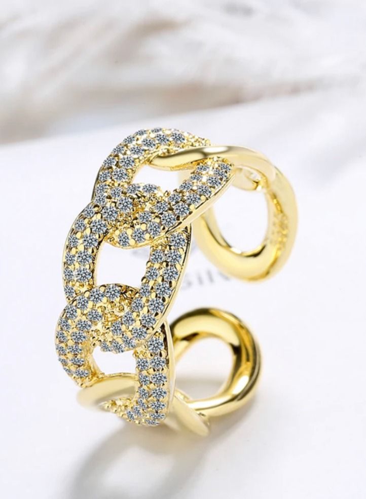 استراتيجية خاتم من الفضة الإسترليني عيار 925 مرصع بحجر الزركونيا - Image 1