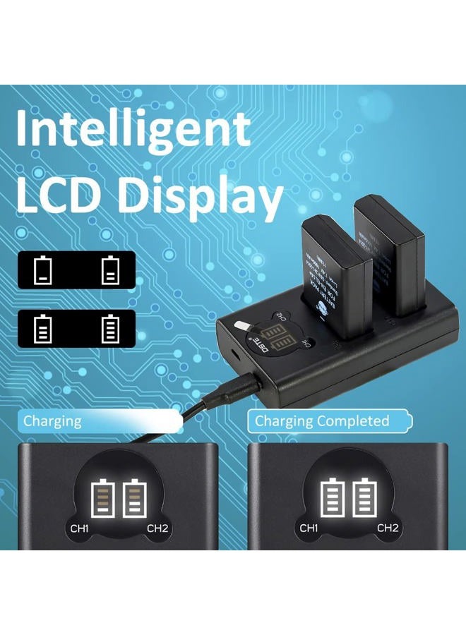 DSTE 2-Pack EN-EL14 EN-EL14A and LCD Dual Battery Charger Compatible with Nikon D3100 D3200 D3300 D3400 D3500 D5100 D5200 D5300 D5500 D5600 DF Coolpix P7000 P7200 P7800 - Image 5