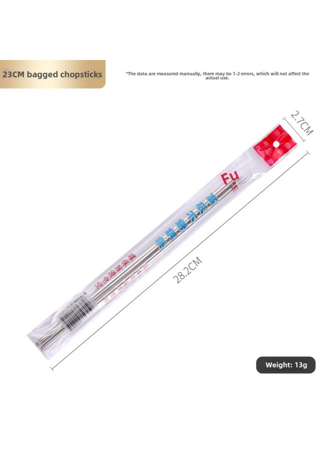 Wholesale Stainless Steel Chopsticks Heat Insulated Light Body Round Chopsticks Laser Logo Chopsticks Household Wholesale Canteen Korean Chopsticks-Specifications:23cm Bag Round Chopsticks  - Image 1
