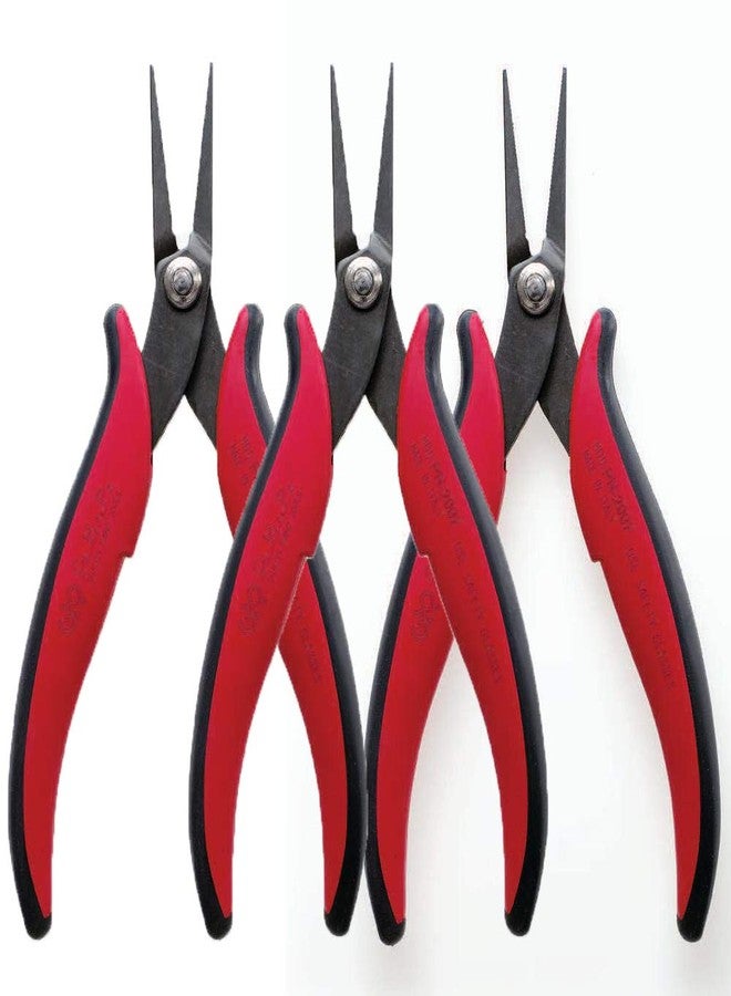 Hakko CHP PN-2007 Long-Nose Pliers, Flat Nose, Flat Outside Edge, Serrated Jaws, 32mm Jaw Length, 3mm Nose Width, 3mm Thick Steel (3 Pack) - Image 1