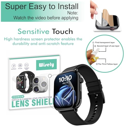 Wisely Screen Guard Protector For Noise Pulse 4 Max Smartwatch |1.96"| Bubble Free, Easy installation kit, HD Clear, Full Cover (Noise Pulse 4 Max, Pack of 3) - Image 2