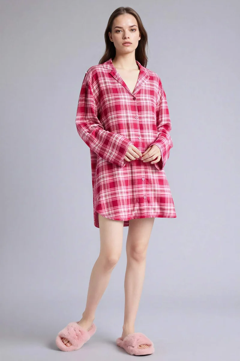 DeFacto Regular Fit Pyjamas Collar Flanel Woven Dress