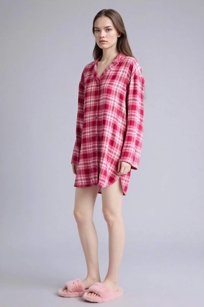 DeFacto Regular Fit Pyjamas Collar Flanel Woven Dress