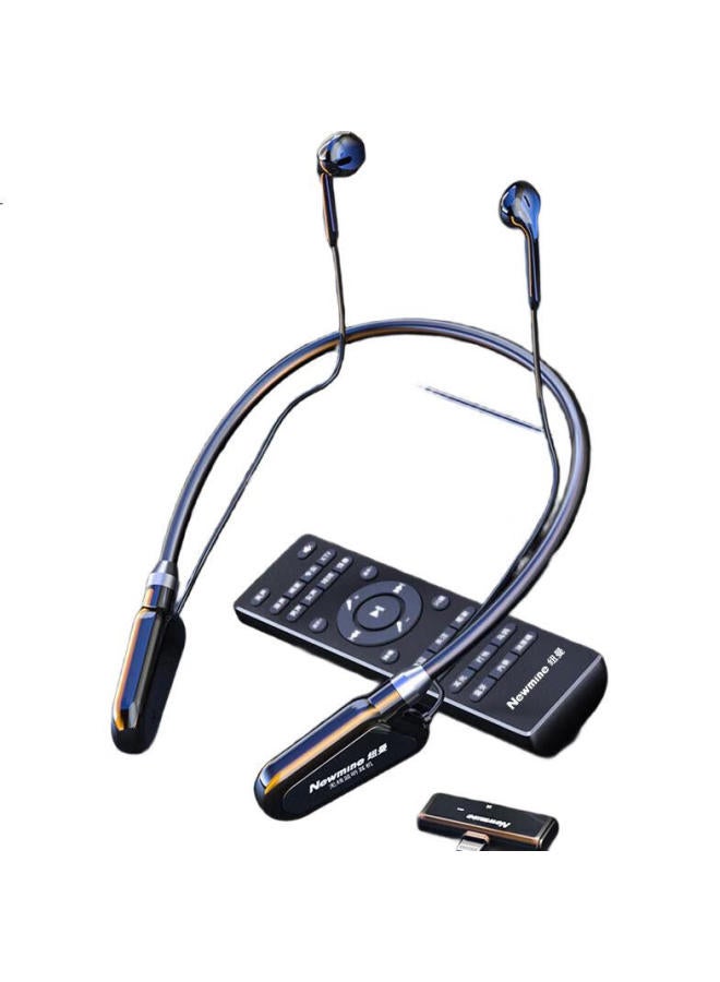 Newmine سماعة رأس لاسلكية نيو مان C02، مجموعة ميكروفون بطاقة صوت محددة المضيف، سماعات بلوتوث متصلة بالرقبة مع مراقبة داخل الأذن، سماعة رأس بطاقة صوت لاسلكية، إصدار لايتنينغ - Image 1