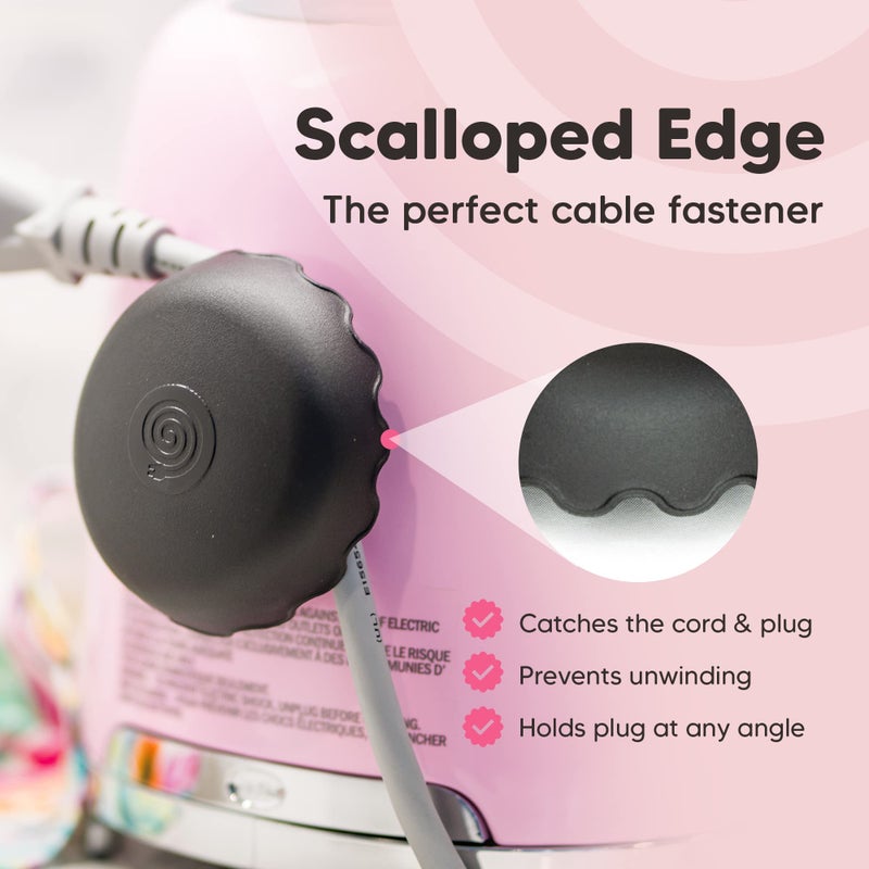 The Cord Wrapper 2-Pack Patented Heat-Resistant Cord Organizer for Appliances, Kitchen, Computers & More | Stick-On Cord Wrappers with Flexible Base, Secure Scalloped Edge, Black (3 x 1.5 Inches) - Image 5