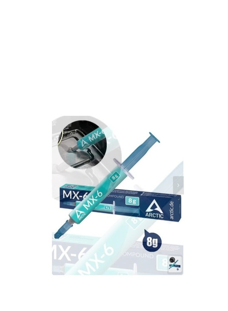 أركتيك MX-6 (8 جرام) - معجون حراري لأداء مثالي لوحدة المعالجة المركزية، وحدات التحكم، بطاقات الرسوميات، أجهزة الكمبيوتر المحمولة، موصلية حرارية عالية جداً، متانة طويلة، غير موصل - Image 2