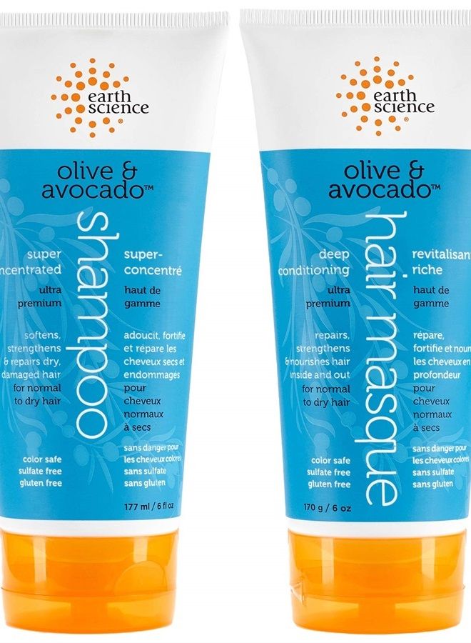 Earth Science EARTH SCIENCE - Olive & Avocado Deep Conditioning Shampoo & Deep Conditioning Hair Masque Set - Image 1