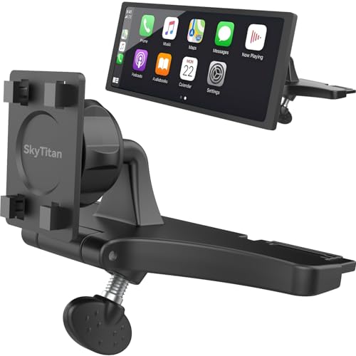SkyTitan CD Slot Car Mount for Portable CarPlay Screens, Adjustable Angles, Low Profile and Sleek, Integrated Mounting Solution for in-Car Android Display Monitors (4-Tab Bracket Mount) - Image 1