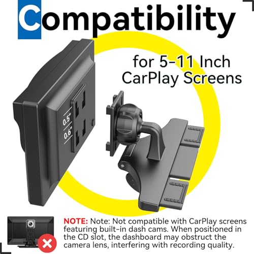 SkyTitan CD Slot Car Mount for Portable CarPlay Screens, Adjustable Angles, Low Profile and Sleek, Integrated Mounting Solution for in-Car Android Display Monitors (4-Tab Bracket Mount) - Image 5
