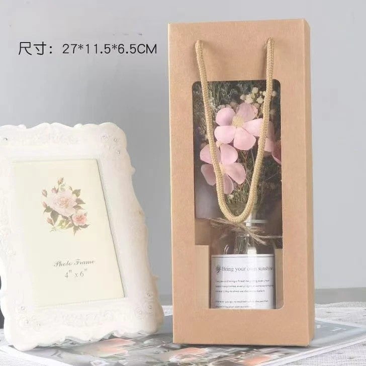 Bluejw Small Eternal Dried Flower Bouquet in Glass Vase – Preserved Gypsophila & Sunflower Arrangement, Natural Dried Plants Decor for Teacher's Day, Mother's Day or Home Gift - Image 1