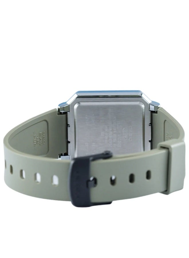 كاسيو ساعة كاسيو للجنسين، رقمية عتيقة، مينا شفافة، سوار من الراتنج، A100WEF-3ADF، لون أخضر - Image 3