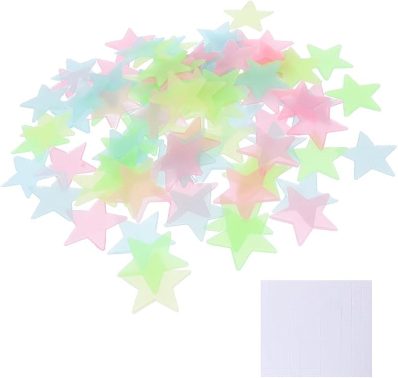 Glowing Pentagram Wall Stickers 90 Pieces Night Light Star Decals with Tape - Image 1