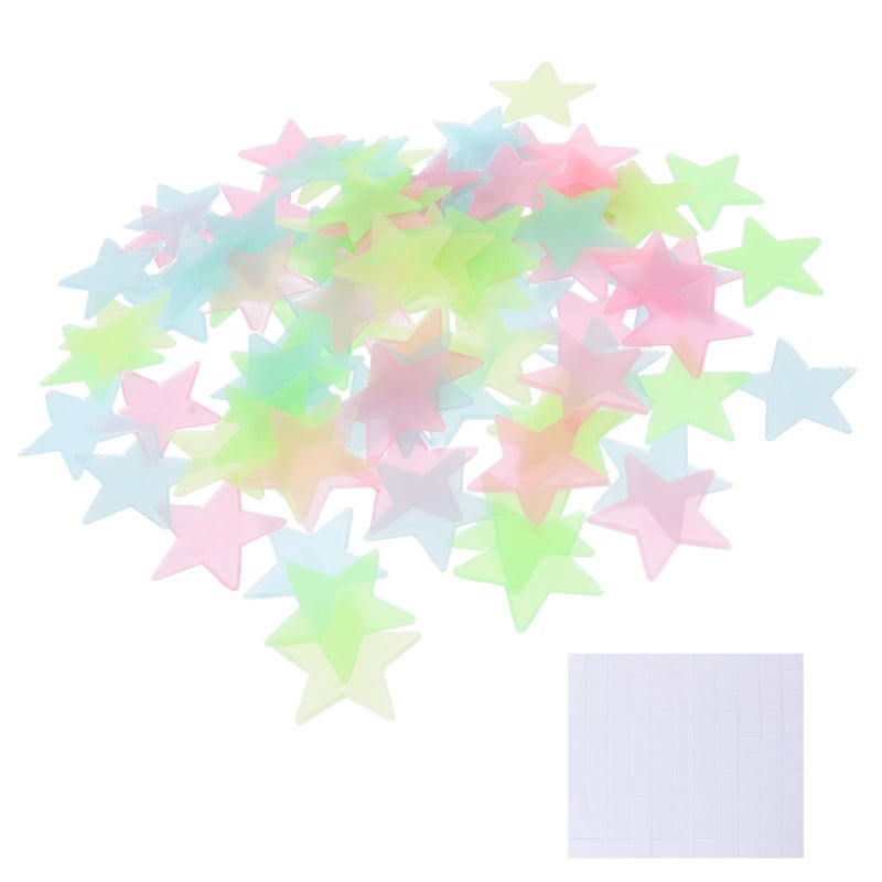Glowing Pentagram Wall Stickers 90 Pieces Night Light Star Decals with Tape - Image 2
