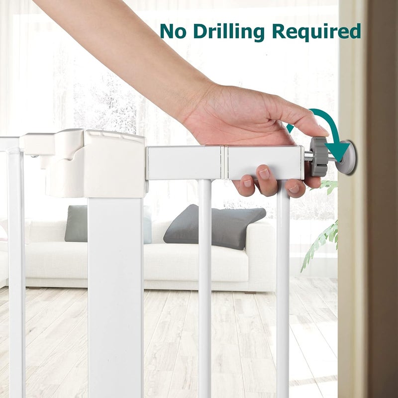 BABELIO Metal Baby Gate Dog Gate, 2.75inch White Extension - Image 5