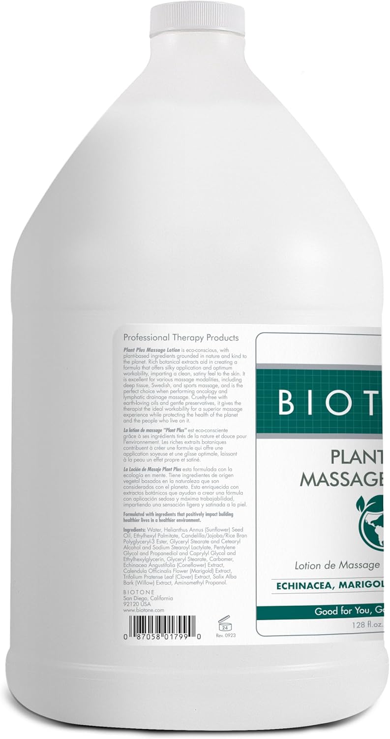 Biotone لوشن تدليك بيودون بلس النباتي زيوت محبة للأرض مكونات نباتية لطيفة على الكوكب متعددة الاستخدامات لجميع الأساليب قابلة للتخصيص ناعمة حريرية انزلاق مثالي 128 أونصة - Image 2