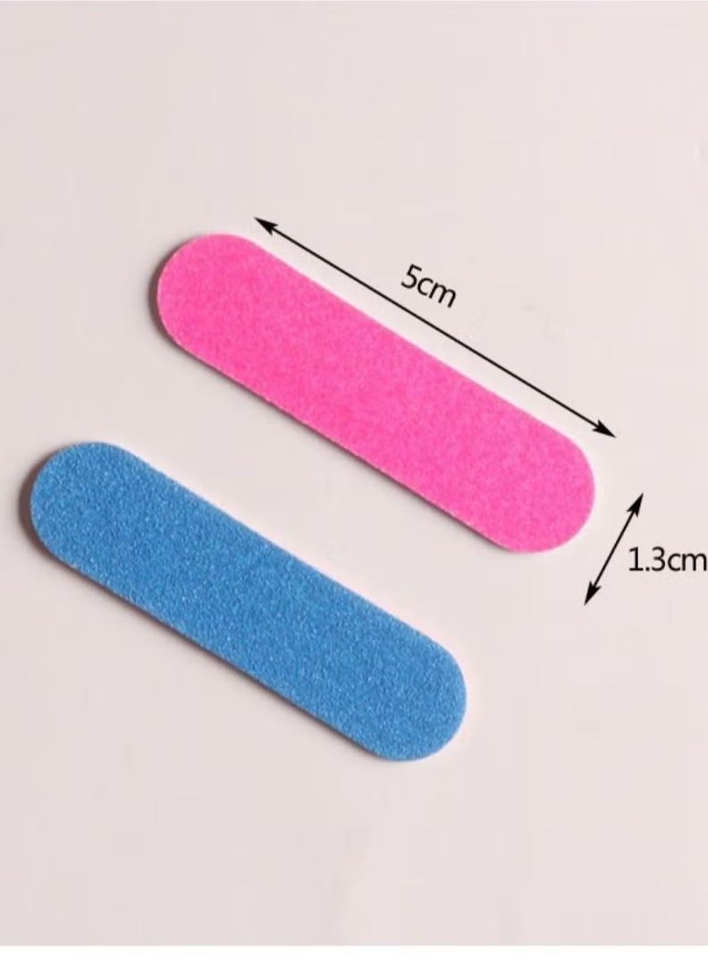 100-Piece Mini Manicure Nail File Set Pink/Blue Double Sided Hard Dead Skin Remover Tool Multicolour - Image 2