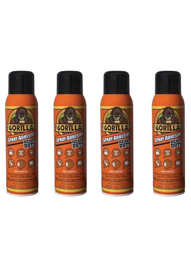 Gorilla Heavy Duty Spray Adhesive Multipurpose And Repositionable 14 Ounce Clear (Pack Of 4)  - Image 1